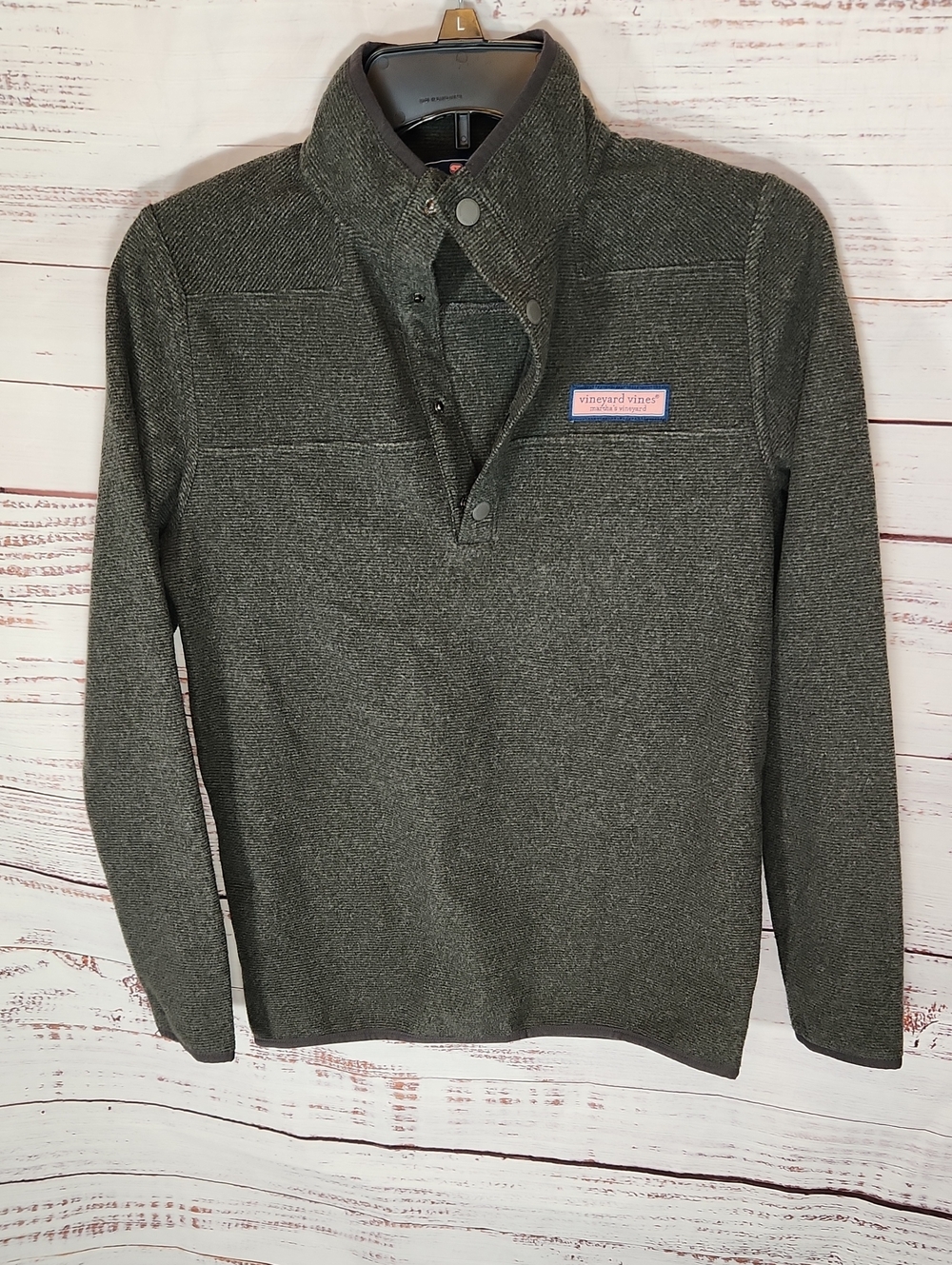 Vineyard Vines Boy's Dark Gray Snap-Up Sweater